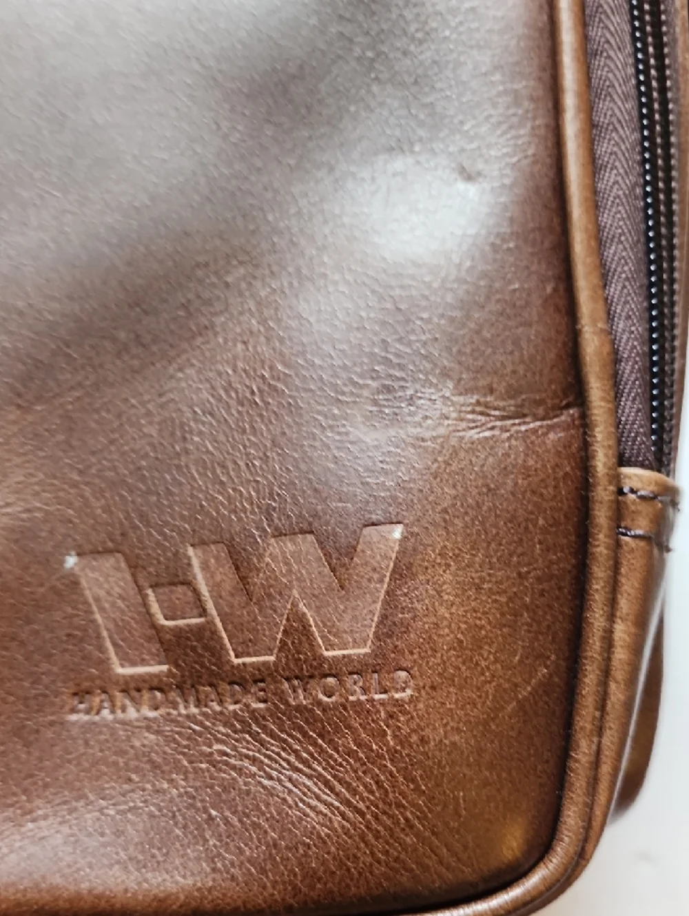 Handmade World Brown Leather Briefcase. NWT